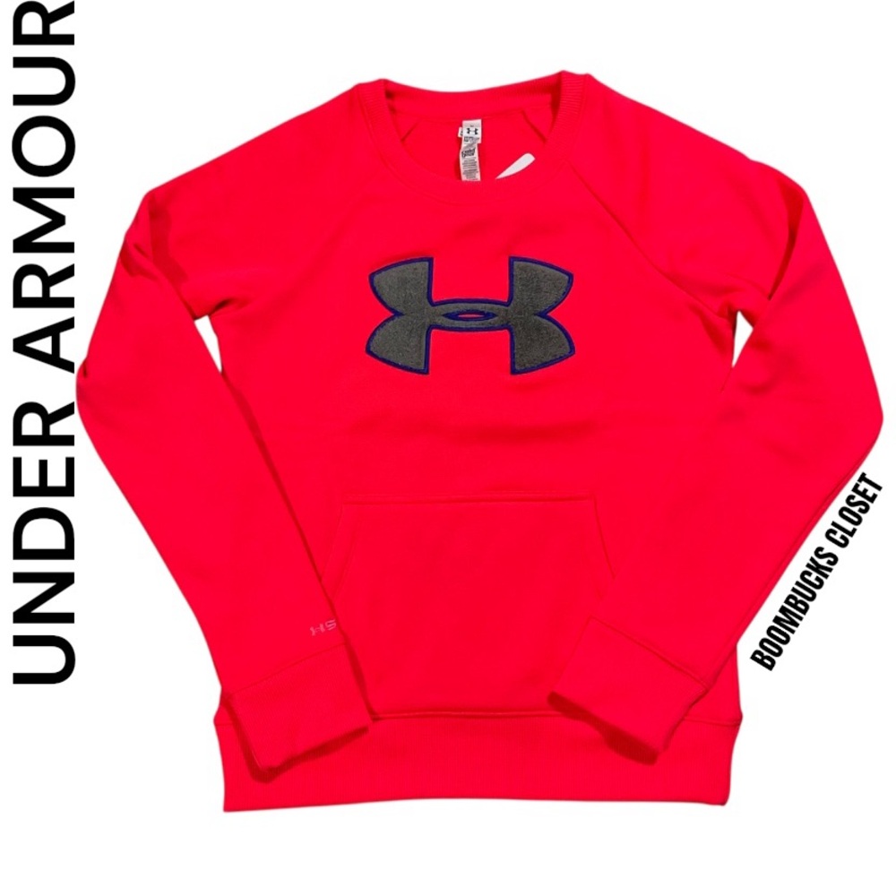 NWT Under Armour Women's Vibrant Neon  Red Orange Fleece Sweatshirt